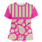 Pink & Green Paisley and Stripes Womens Crew Neck T Shirt - Main