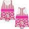 Pink & Green Paisley and Stripes Womens Racerback Tank Tops - Medium - Front and Back