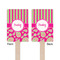 Pink & Green Paisley and Stripes Wooden 6.25" Stir Stick - Rectangular - Double Sided - Front & Back