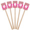 Pink & Green Paisley and Stripes Wooden 6.25" Stir Stick - Rectangular - Fan View