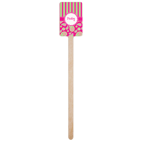 Pink & Green Paisley and Stripes Wooden 6.25" Stir Stick - Rectangular - Single Stick