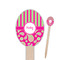 Pink & Green Paisley and Stripes Wooden Food Pick - Oval - Closeup
