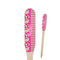 Pink & Green Paisley and Stripes Wooden Food Pick - Paddle - Closeup