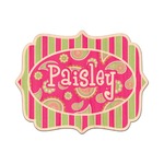 Pink & Green Paisley and Stripes Genuine Maple or Cherry Wood Sticker (Personalized)