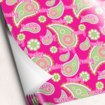 Pink & Green Paisley and Stripes Wrapping Paper Sheets - Single-Sided - 20" x 28" (Personalized)