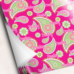 Pink & Green Paisley and Stripes Wrapping Paper Sheets (Personalized)
