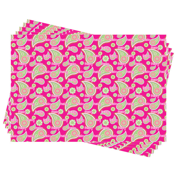 Pink & Green Paisley and Stripes Wrapping Paper - Front & Back - Sheets Approval