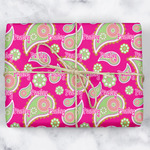 Pink & Green Paisley and Stripes Wrapping Paper (Personalized)