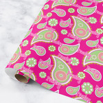 Pink & Green Paisley and Stripes Wrapping Paper Roll - Small (Personalized)