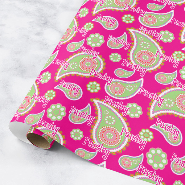 Custom Pink & Green Paisley and Stripes Wrapping Paper Roll - Small (Personalized)