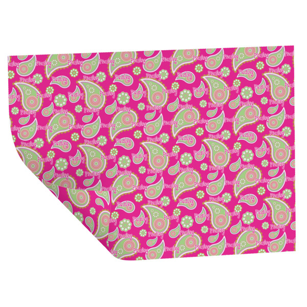 Pink & Green Paisley and Stripes Wrapping Paper Sheet - Double Sided - Folded
