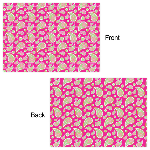 Pink & Green Paisley and Stripes Wrapping Paper Sheet - Double Sided - Front & Back