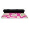 Pink & Green Paisley and Stripes Yoga Mat Rolled up Black Rubber Backing