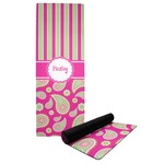 Pink & Green Paisley and Stripes Yoga Mat (Personalized)