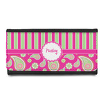 Pink & Green Paisley and Stripes Leatherette Ladies Wallet (Personalized)