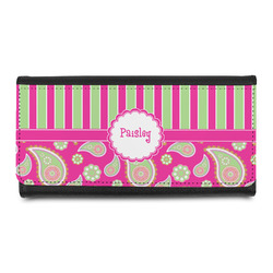 Pink & Green Paisley and Stripes Leatherette Ladies Wallet (Personalized)