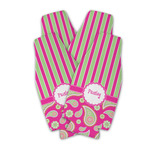 Pink & Green Paisley and Stripes Zipper Bottle Cooler - Set of 4 (Personalized)