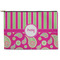 Pink & Green Paisley and Stripes Zipper Pouch Large (Front)
