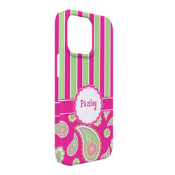 Pink & Green Paisley and Stripes iPhone Case - Plastic - iPhone 13 Pro Max (Personalized)