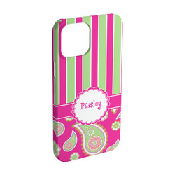 Pink & Green Paisley and Stripes iPhone Case - Plastic - iPhone 15 (Personalized)