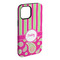 Pink & Green Paisley and Stripes iPhone 15 Plus Tough Case - Angle