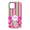 Pink & Green Paisley and Stripes iPhone 15 Tough Case - Back