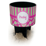 Pink & Green Paisley and Stripes Black Beach Spiker Drink Holder (Personalized)