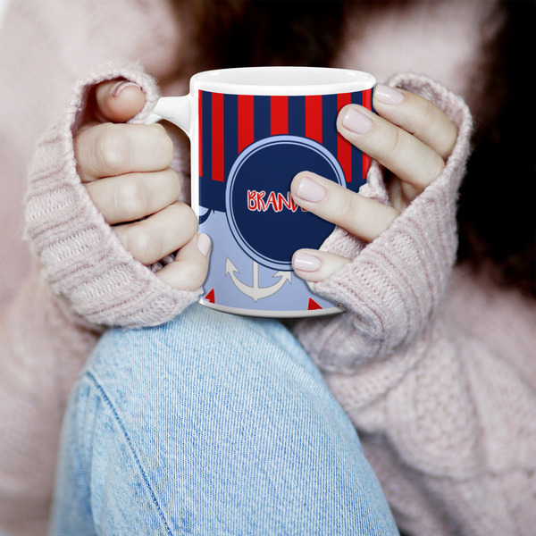 Classic Anchor & Stripes 11oz Coffee Mug - LIFESTYLE