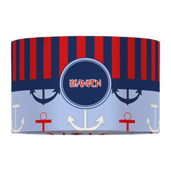 Classic Anchor & Stripes 12" Drum Lampshade - FRONT (Fabric)