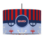 Classic Anchor & Stripes 12" Drum Pendant Lamp - Fabric (Personalized)