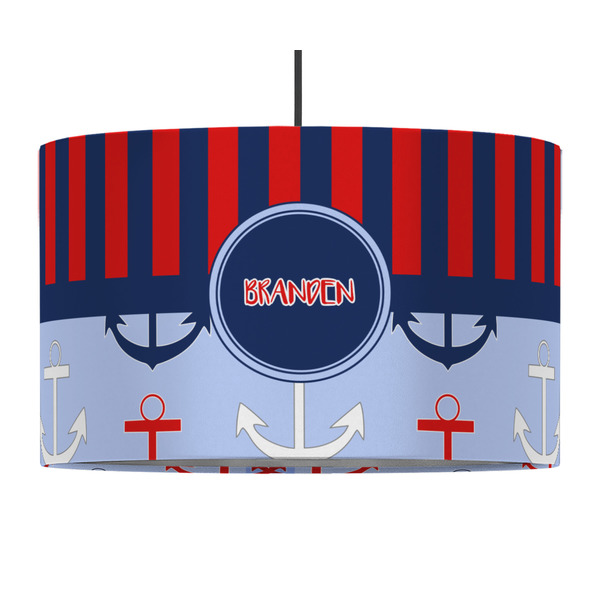 Classic Anchor & Stripes 12" Drum Lampshade - PENDANT (Fabric)