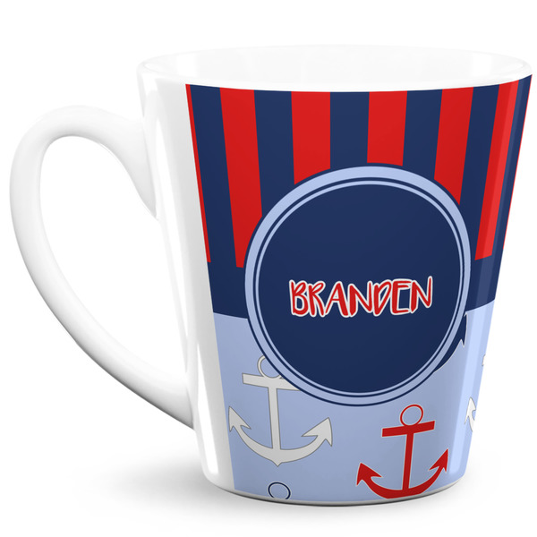 Custom Classic Anchor & Stripes 12 Oz Latte Mug (Personalized)