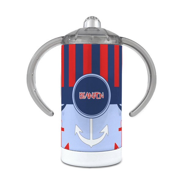 Custom Classic Anchor & Stripes 12 oz Stainless Steel Sippy Cup (Personalized)