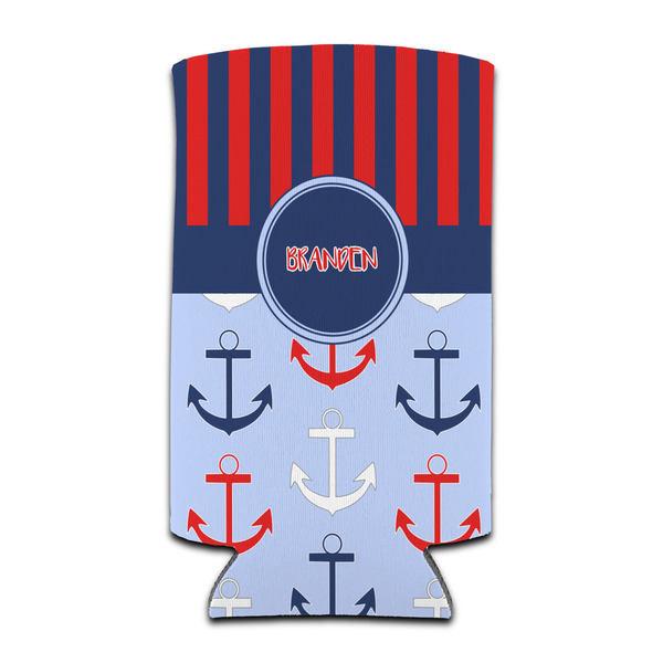 Custom Classic Anchor & Stripes Can Cooler (tall 12 oz) (Personalized)