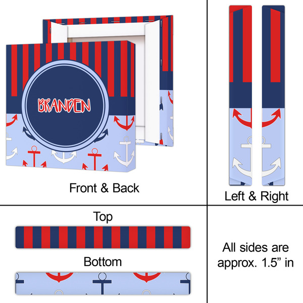 Classic Anchor & Stripes 12x12 - Canvas Print - Approval