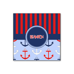 Classic Anchor & Stripes Wood Print - 12x12 (Personalized)