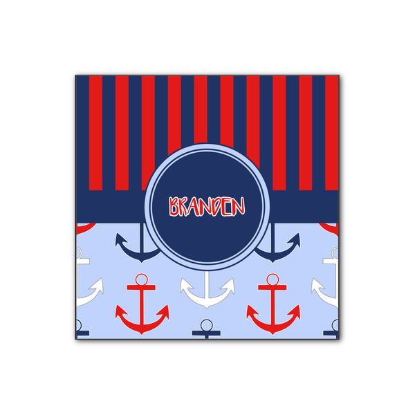 Custom Classic Anchor & Stripes Wood Print - 12x12 (Personalized)