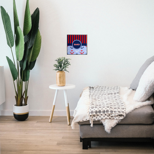 Classic Anchor & Stripes 12x12 Wood Print - In Context
