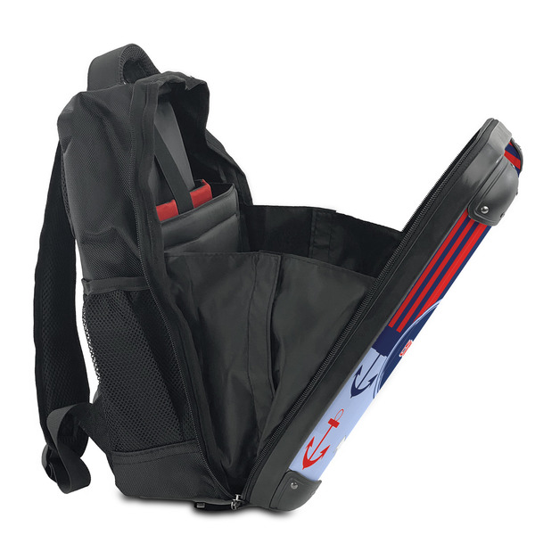 Classic Anchor & Stripes 15" Backpack - SIDE OPEN