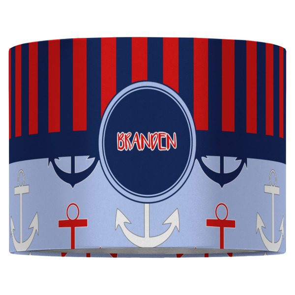 Classic Anchor & Stripes 16" Drum Lampshade - FRONT (Fabric)