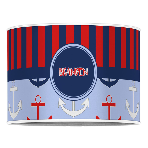 Classic Anchor & Stripes 16" Drum Lampshade - FRONT (Poly Film)