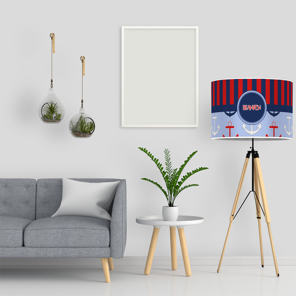 Classic Anchor & Stripes 16" Drum Lampshade - LIFESTYLE