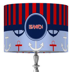 Classic Anchor & Stripes 16" Drum Lamp Shade - Fabric (Personalized)