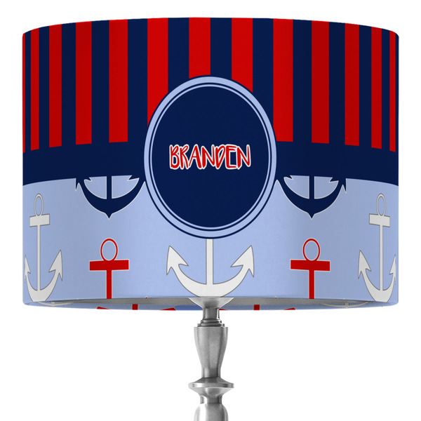 Custom Classic Anchor & Stripes 16" Drum Lamp Shade - Fabric (Personalized)