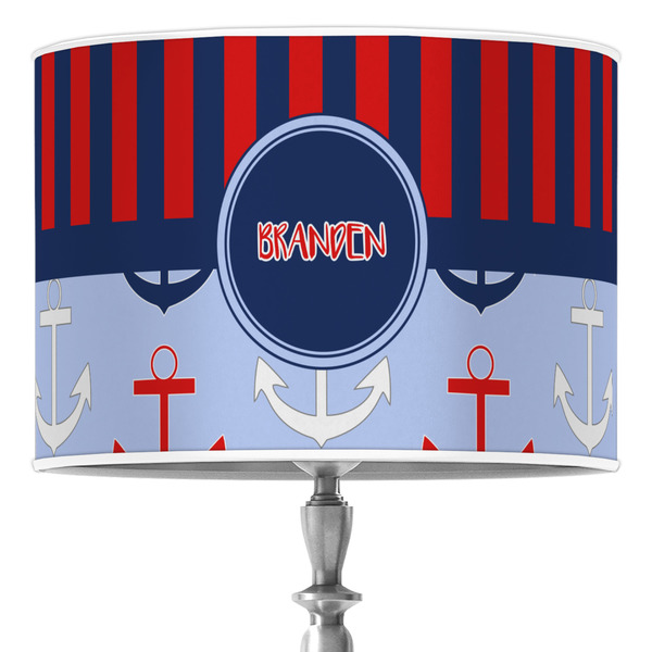 Custom Classic Anchor & Stripes 16" Drum Lamp Shade - Poly-film (Personalized)