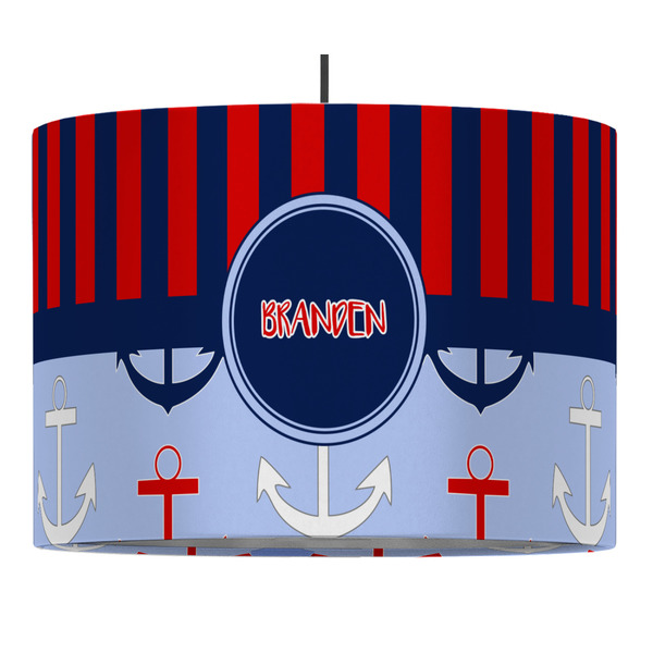 Custom Classic Anchor & Stripes 16" Drum Pendant Lamp - Fabric (Personalized)