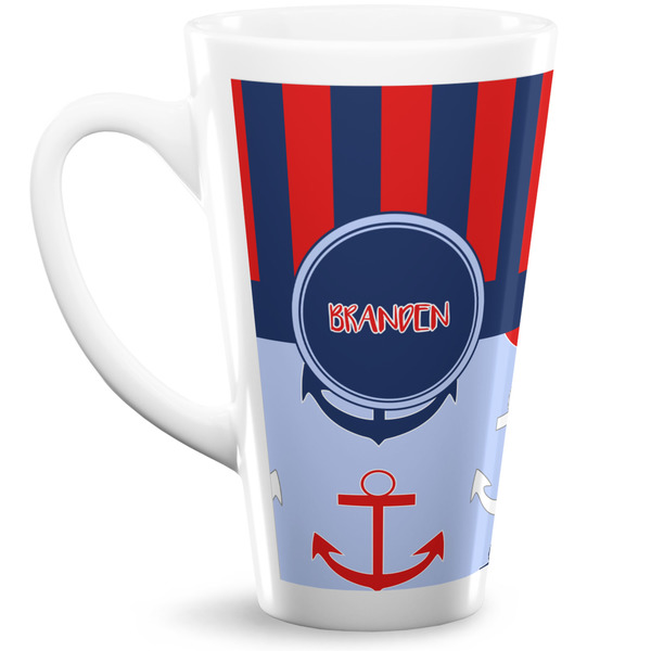 Custom Classic Anchor & Stripes Latte Mug (Personalized)