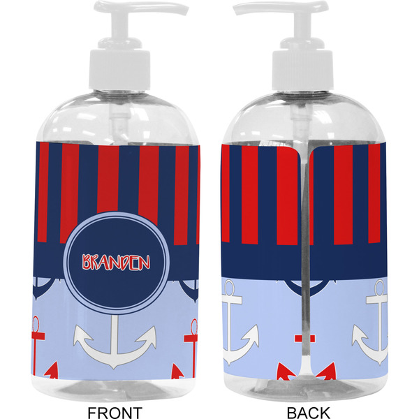 Classic Anchor & Stripes 16 oz Plastic Liquid Dispenser- Approval- White