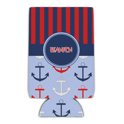 Classic Anchor & Stripes Can Cooler (16 oz) (Personalized)