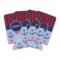 Classic Anchor & Stripes Can Cooler (16 oz) - Set of 4 (Personalized)